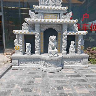 包头芝麻白中国黑石材套墓 花岗岩墓碑