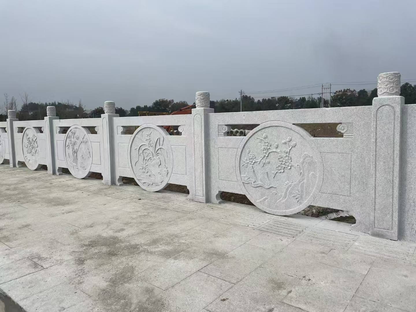 包头芝麻白河道栏杆 石材栏杆